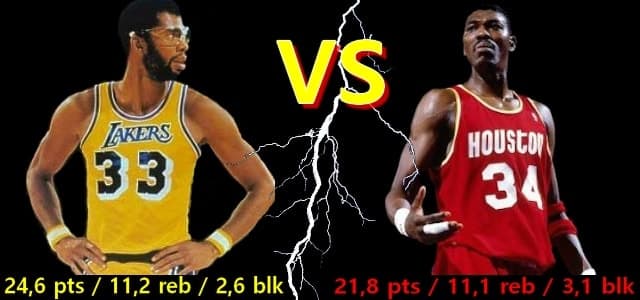 Hakeem Olajuwon - Kareem Abdul-Jabbar - Los Angeles Lakers - Houston Rockets - Milwaukee Bucks