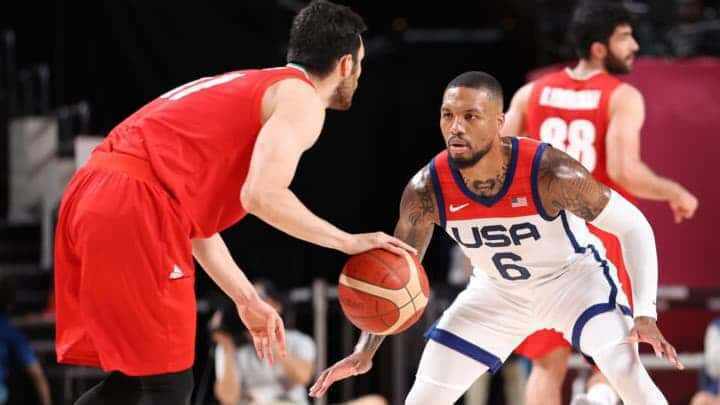 Team USA - Damian Lilliard - Jayson Tatum - Zach Lavine - Hamed Haddadi - Iran