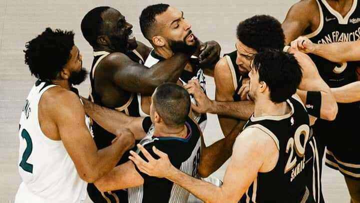 Draymond Green - Rudy Gobert - Klay Thompson - Jaden McDaniels - Minnesota Timberwolves - Golden State Warriors